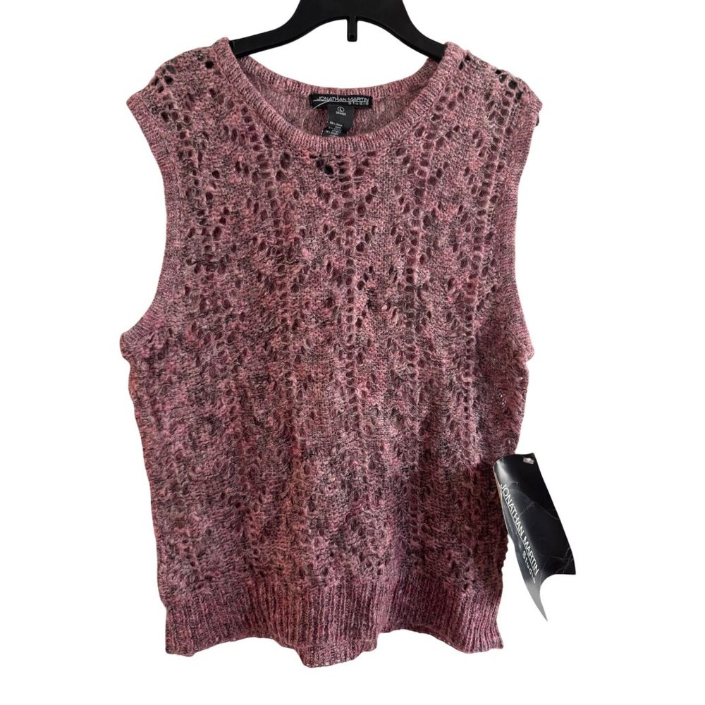 Jonathan Martin Studio Womens Sleeveless Knit Sweater Size L Ramie Blend Purple